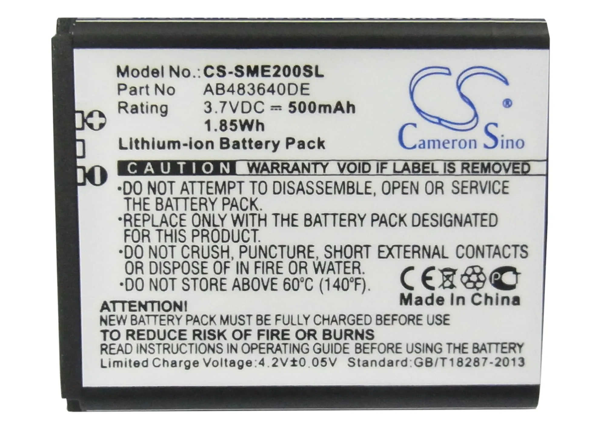 Кэмерон Sino 500mAh батарея AB483640CC, AB483640DE, AB483640DU для samsung E200 Eco, SCH-S259, SGH-E200, SGH-E208, SGH-J150