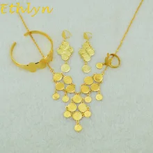 Ethlyn mujeres moda joyas Árabe Islámica Árabe Musulmana de series de monedas de Color Oro sistemas de la joyería de La Moneda