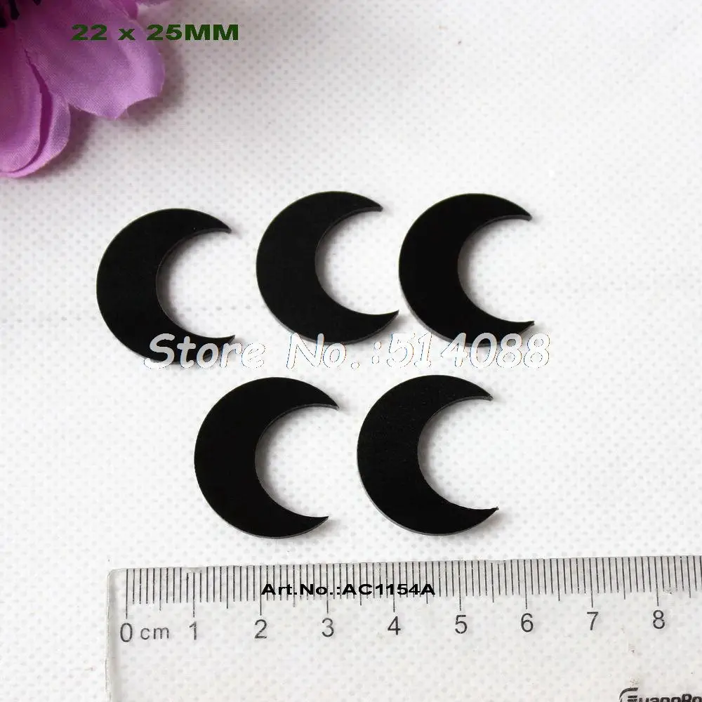 

25mm Acrylic Moon Stud Earrings Easter Stud Earrings Black Color Cutout Ornaments 1 inches -AC1154A