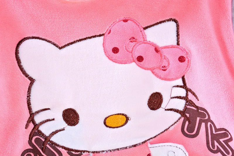 Комплект детской одежды для маленьких девочек мультфильм рисунок «Hello Kitty» 2018 зимняя-осенняя детская одежда Повседневное спортивные