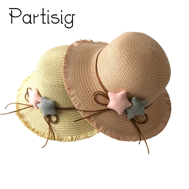 女の子夏帽子子供生エッジ麦藁帽子のためのスター太陽の帽子の女の子パナマハットキャップ Hats Caps Aliexpress