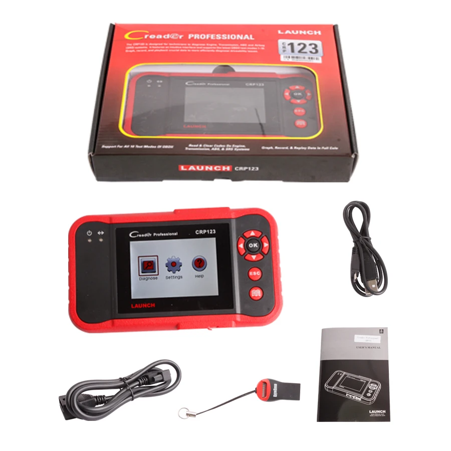 Считыватель кодов Launch X431 CRP123 OBD2 сканер для двигателя/ABS подушки
