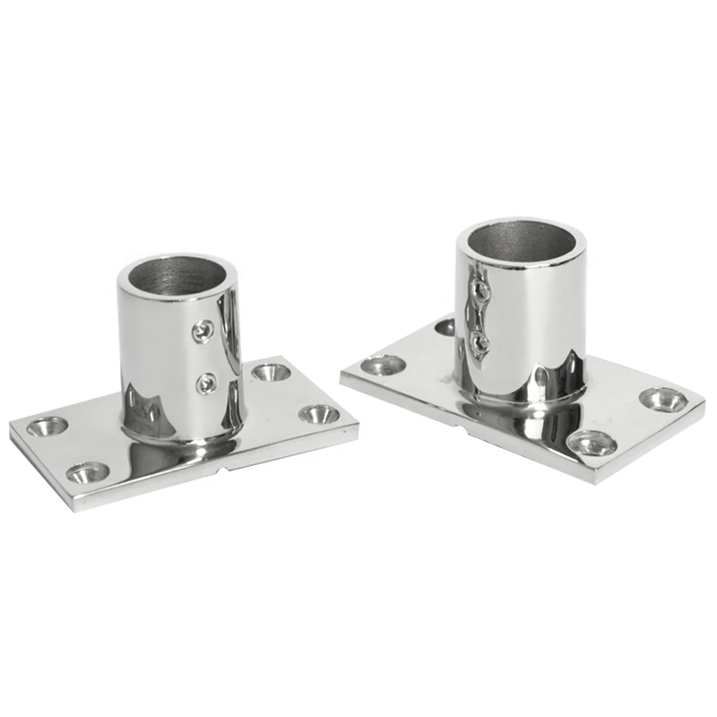 

2Pcs 90 Degree T Type 22Mm 7/8 inch Rectangular Base Stainless Steel Boat Yacht Hand Marine Hardware Rail Fittings Tube