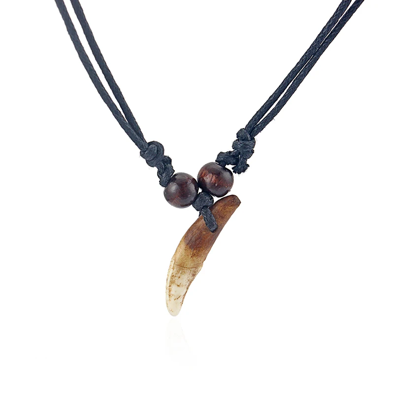 1pcs White/ Brown Real Wolf Tooth Teeth Pendant Amulet Necklace 1pcs White/ Brown Real Wolf Tooth Teeth Pendant Amulet Necklace