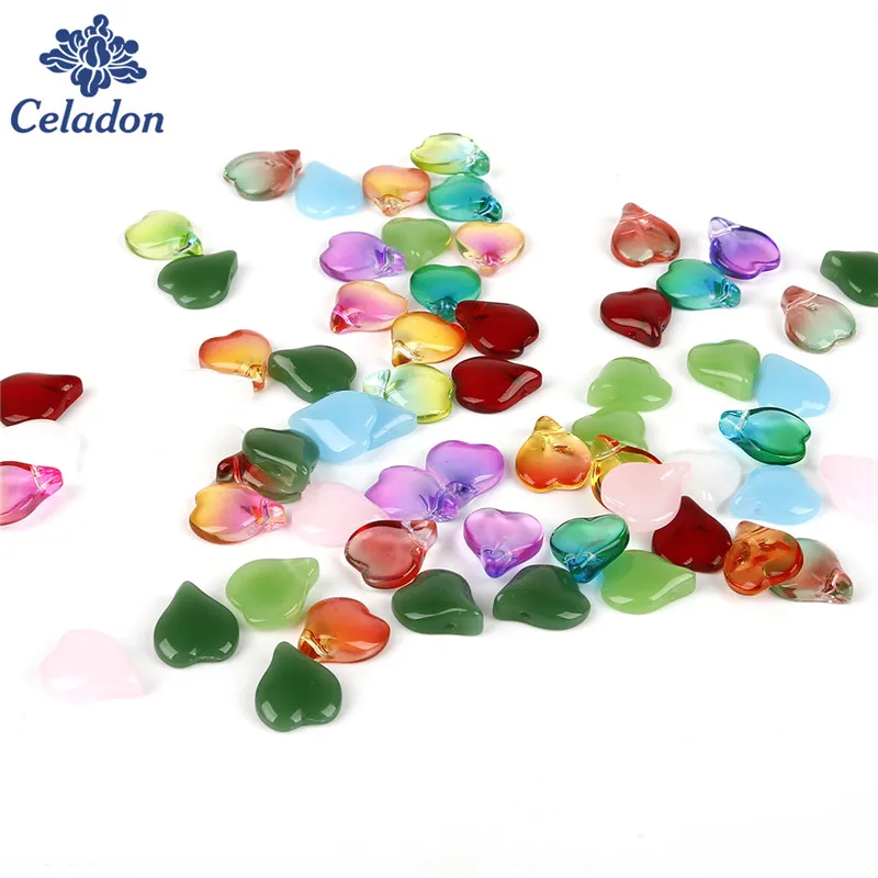 

Fashion 5PCS Petal Czech Glass Beads Gradient Two-tone Flower Beads For DIY Jewelry Making Accessory 13x15MM Hole 2MM 2018 New