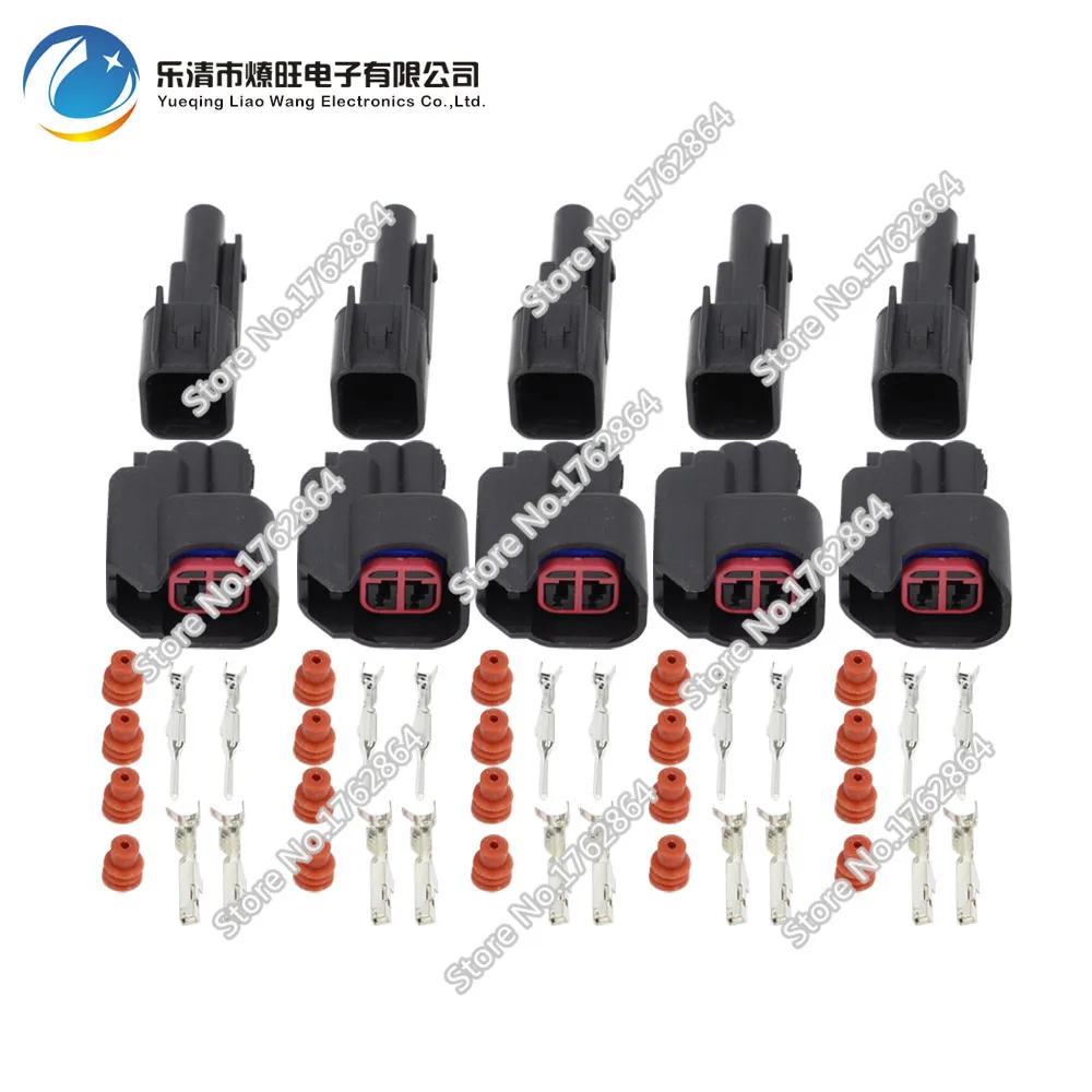 5 Sets 2 Pin Female And Male EV6 Fuel Injector Electrical Connector Plug DJY7022H 2.2 11/21plug