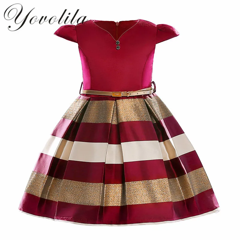 

2018 Baby Girl Dress Striped Vestido De Festa Princess Dress With Bow Dress Girl Summer Clothes Fashion V-Neck Dresses For Girl