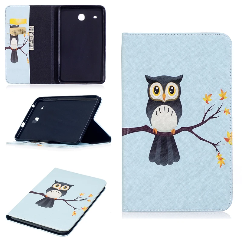 Colored Drawing PU Leather Tablet PC Cases with Kickstand For Samsung