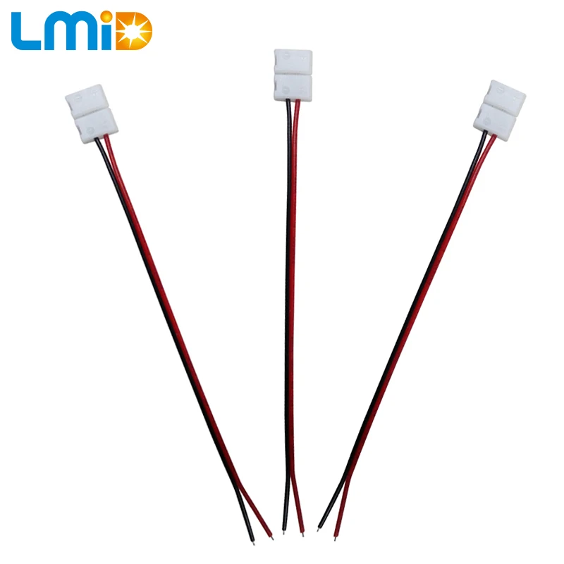 

10pcs/lot 8mm 2 pin free solder LED Connector Cable Wire PCB Connector Clip Adapter For 2538 3528 Single Color LED Strip