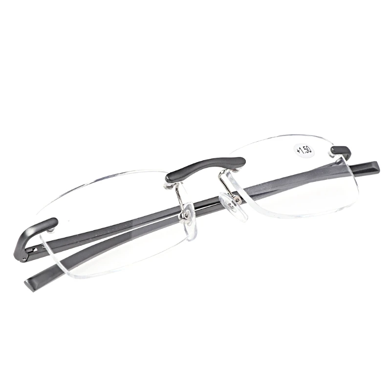 Алюминиевые металлические очки для чтения без оправы, пресбиопические очки, полимерная линза+ 1,0~+ 3,5
