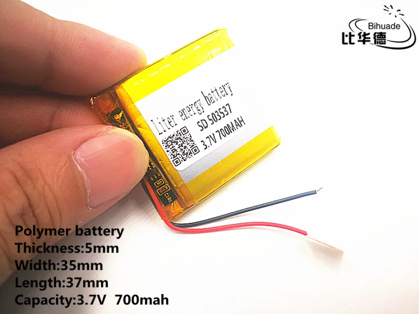 10 шт./лот 3,7 в 700 мАч 503537 полимерный литий-ионный/литий-ионный аккумулятор Перезаряжаемые аккумулятор для DVR, gps, mp3, mp4