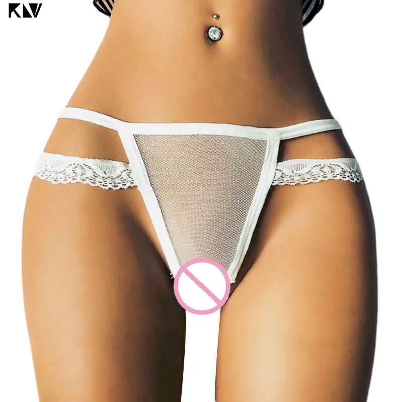 

Women Mid Rise Erotic Sheer Mesh Underwear Floral Lace Splicing G-String Hollow Out Open Butt Briefs Bandage Lingerie Knickers