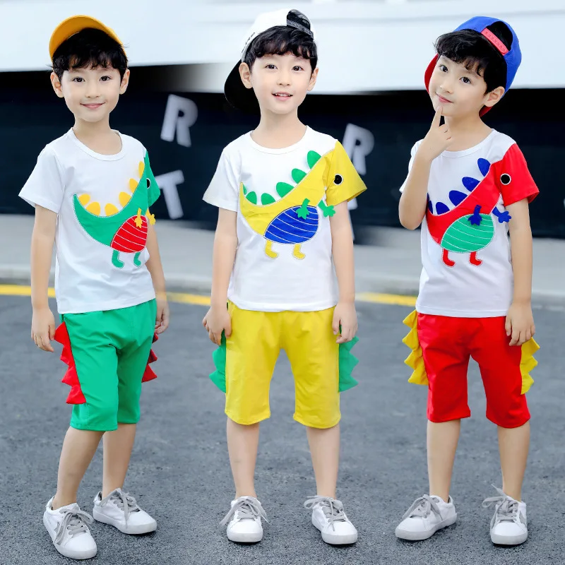 

Children's Clothing Sets Toddler Boy Clothes Dinosaur Costume Outfits Short Sleeve T-shirt + Shorts Suits
