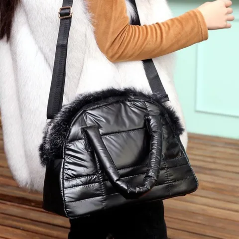 Bolsas de Grife de Luxo Bolsas de Pele de Coelho Espaço de Algodão Bolsas de Ombro para Mulheres Novas Mulheres Novo Inverno Acolchoado Bolsa Macio 2020