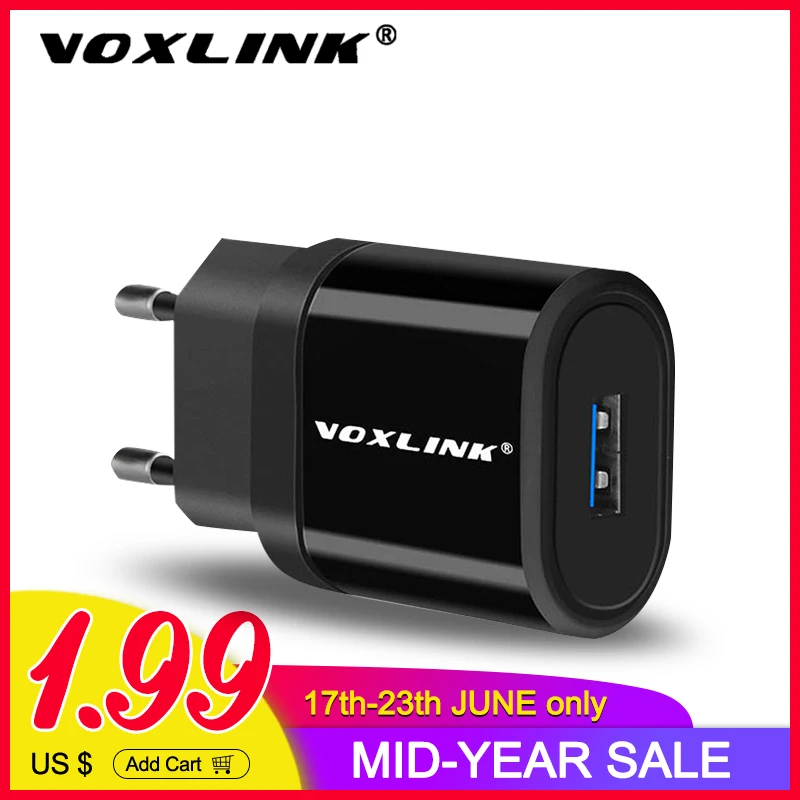 

VOXLINK USB Charger Adapter 1 Port For iPhone 5V 2.1A USB Wall/Travel Charger Portable Mobile Phone Charging Adapter For Samsung