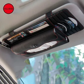 

Genuine Leather Car Tissue Box Holder Sun Visor Organizer 5-Pocket CD DVD Clip Multifunction Stowing Tidying Car Accessories