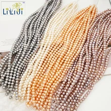 Lii Ji натуральный 4 цвета на выбор, бусины из пресноводного жемчуга 8-9 мм, близорукая круглая форма для браслета DIY, ожерелье около 39 см