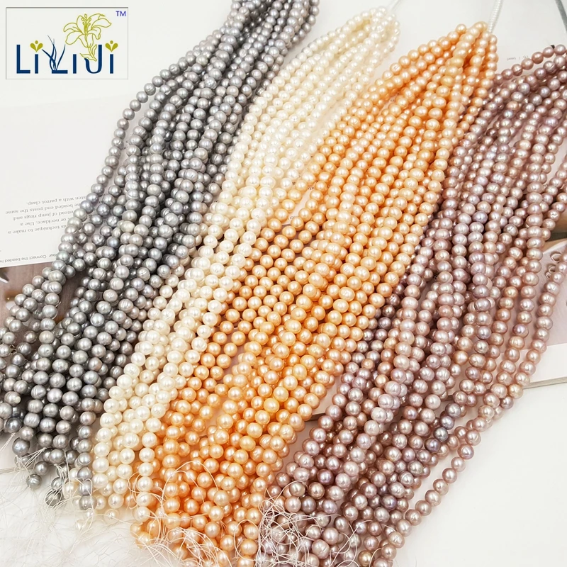 

Lii Ji Natural 4 Color can choose Freshwater Pearl Beads 8-9mm Nearround Round shape for DIY Bracelet Necklaceabout 39cm