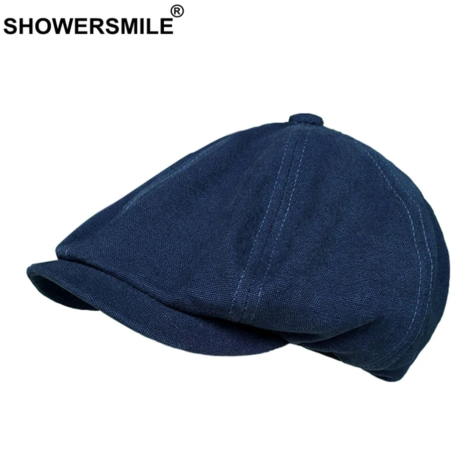 

SHOWERSMILE Cotton Newsboy Cap Men Women High Quality Solid Painter Hats Casual Spring Breathable Retro Duckbill Octagonal Cap