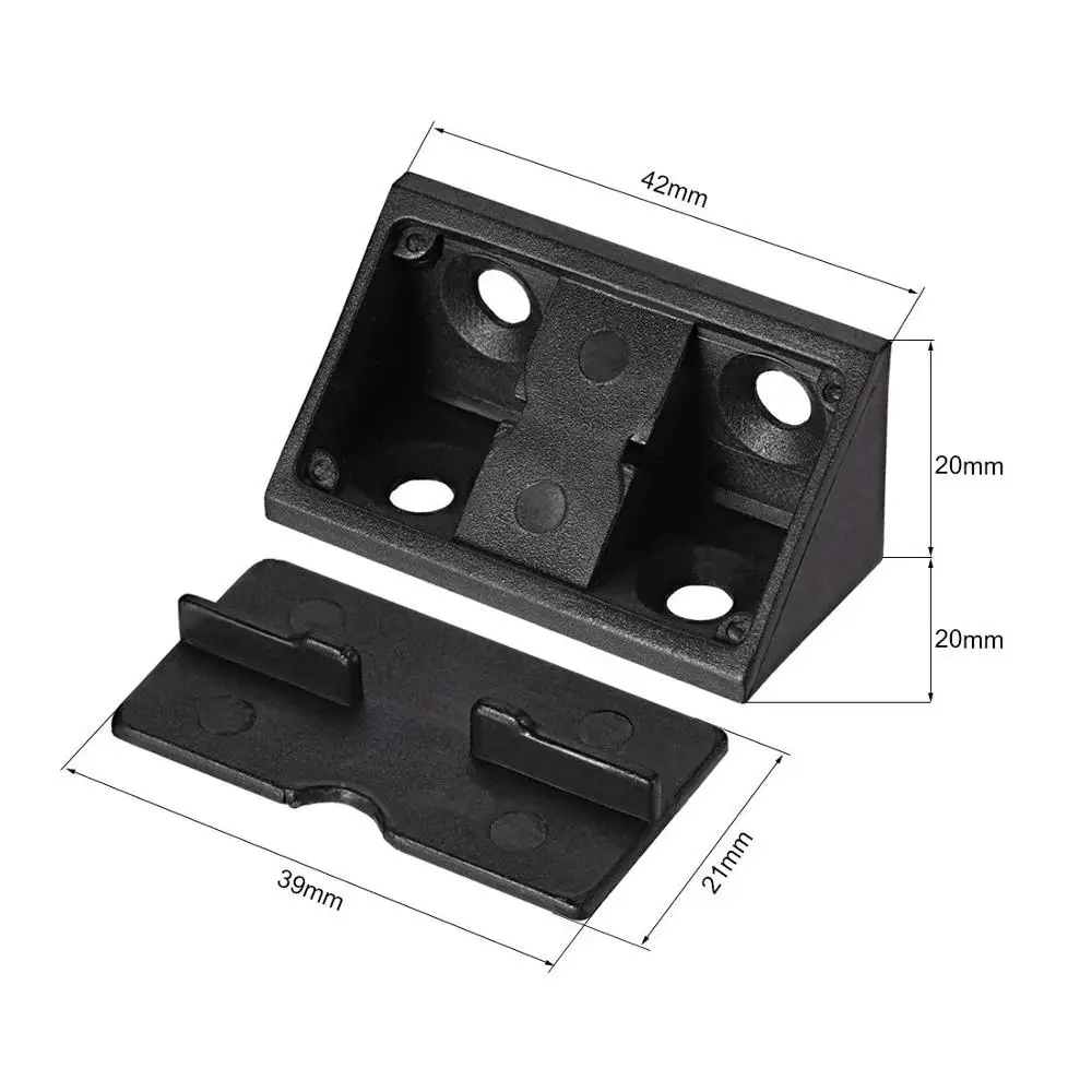 20*17,5 мм 20*42 мм черный белый прозрачный толстый пластик нейлон мебель из пвх шкаф угловой кронштейн держатель доски с 2 отверстиями
