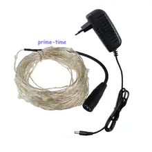 5 м/10 м 50/100 светодиоды Медный провод Рождество Гирлянды светодиодные свет с Мощность адаптер DC 12 В 1A фея Строка Light Xmas Свадебные украшения