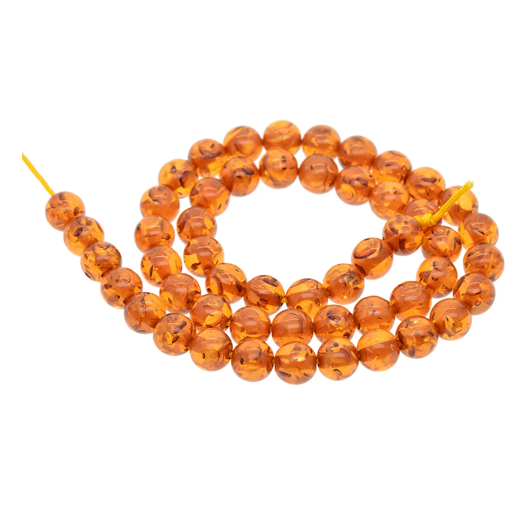 Synthetic Natural Stone Honey Brown Amber Round Loose Beads 8mm For Jewelry Making Necklace Bracelet Charm Beading Craft Supply