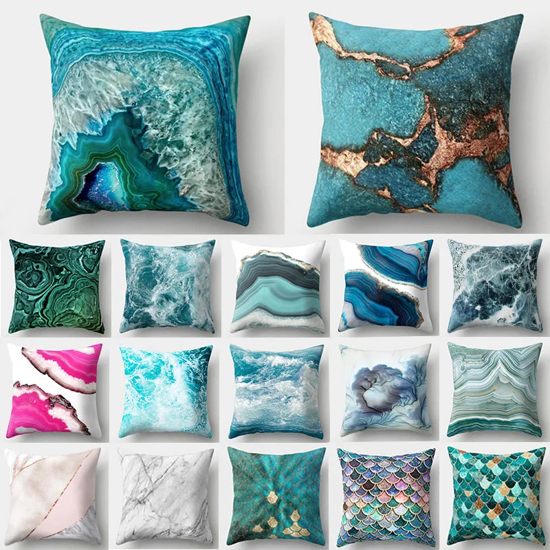 

1Pcs Ocean Sea Wave Pattern Polyester Throw Pillow Living Room Cushion Cover Home Decoration Sofa Decorative Pillowcase 40507