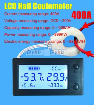 

DC 300V 50A 100A 200A 400A Battery Monitor digital Volt meter Ammeter Battery Capacity coulometer Power watt-hour + Hall sensor