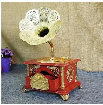 

Fine Creative decoration plastic crafts carving gramophone music box octave gifts creative decoration Home statue