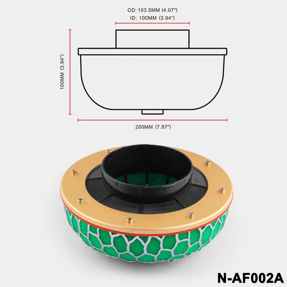 Nuevo 100mm coche modificado seta cabeza Universal coche filtro de aire de alto flujo sistema de admisión de aire recargado limpiador Envío Directo