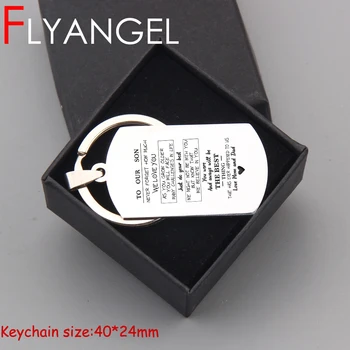 

FLYANGEL Creative Keychain Key Holder For Son Gifts Car Key Tag Engraved To Our Son We Love You Love Mom And Dad