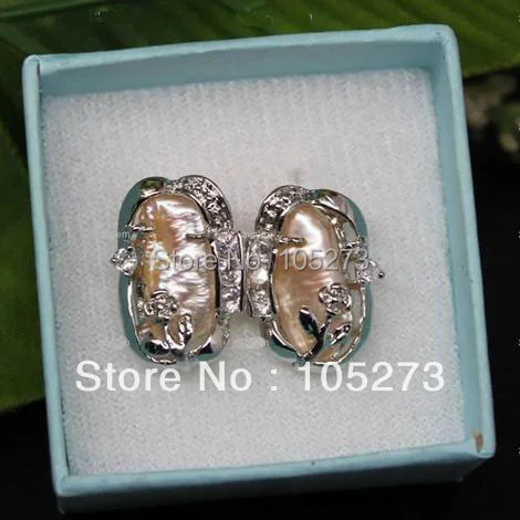 

New Arriver Pearl Jewelry Natural Real Pink Biwa Pearl Earring Studs Pearl Size 7x18mm Fashion Jewelry New Free Shipping