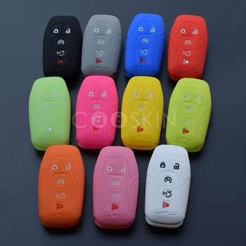 

Silicone key fob cover case shell holder for FORD EDGE EXPLORER Fusion Mustang F150 for Lincoln MKZ MKC 5 button keyless Remote