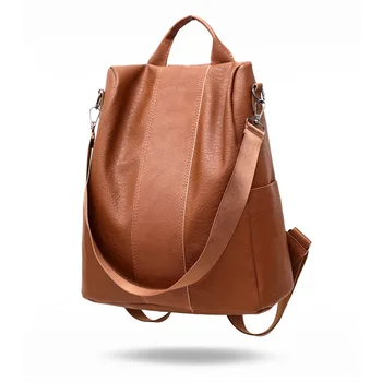 

Travel Camping Casual Zipper Stylish Soft Schoolbag Anti Theft Tote Women Backpack PU Leather Lady Fashion