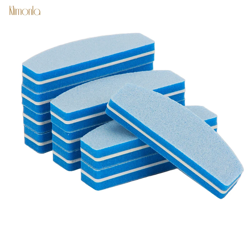 

20pcs Mini Nail File Blocks 100/180 Blue Boat Nail Sanding Polish Buffers Cuticle Remover For DIY Salon Tools Manicure