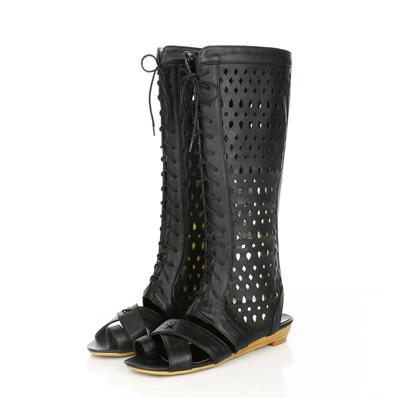 KarinLuna/брендовые летние ботинки наивысшего качества, большие размеры 32-45 модные стильные женские ботинки на шнуровке
