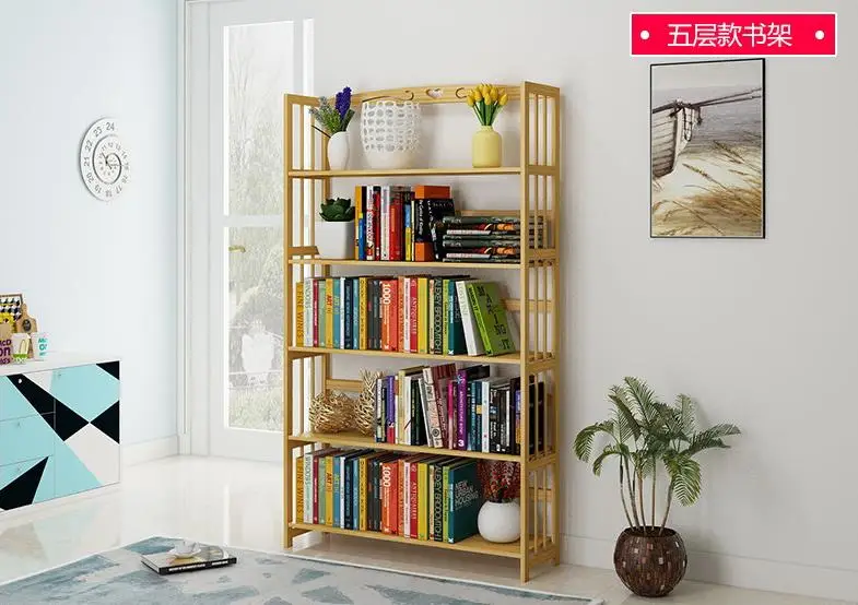 

eco frienly rack Simple Modern 5 layer Bamboo Bookshelf Solid Wood Floor Home Student Children chinese japanese Bookcase