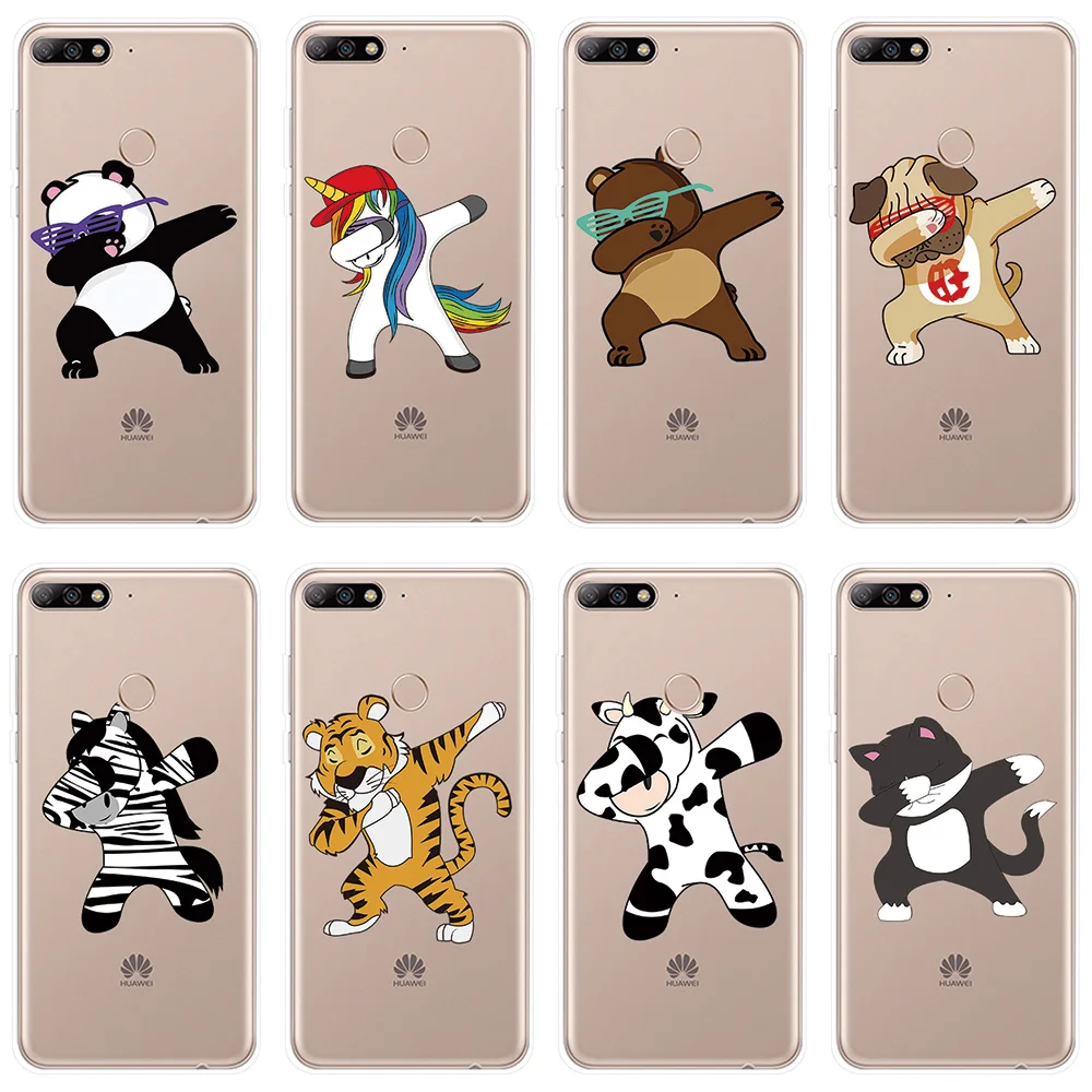 Phone Case For Huawei Y3 Y5 Y6 2017 Y7 Prime Y9 2018 2019 Cover Funny Pose Patterned Silicone II Pro |