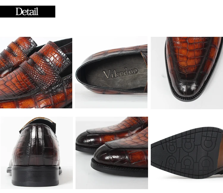 Vikeduo/Новинка года; мужские лоферы из натуральной крокодиловой кожи; натуральная обувь без шнуровки; Роскошная модная повседневная обувь; дизайн
