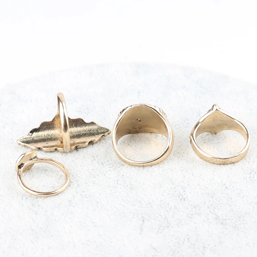 4Pcs/lot Fashion Gold Silver Midi Rings For Women Indian Knuckle Finger Viking Ring Set Vintage Tibetan Jewelry Boho Accessories