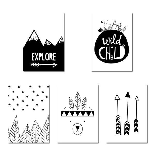 black and white nursery prints