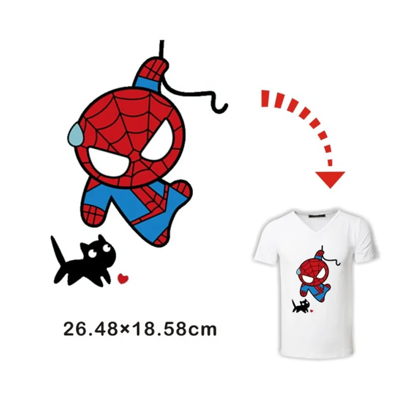 

A-Class Q Image Spiderman Washable Stickers Heat Transfer Hot Press Ironing Pyrograph Paper Iron On Clothing Patches For Kids