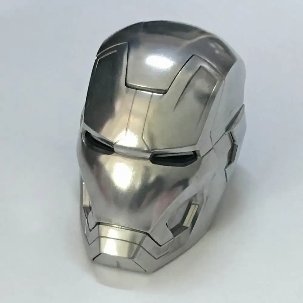 

HKXZM Movie Iron Man 1/1 Metal Made Iron Man MK42 Helmet Manual Version With LED Light Metal Healmet Model Collectible Toys Gift