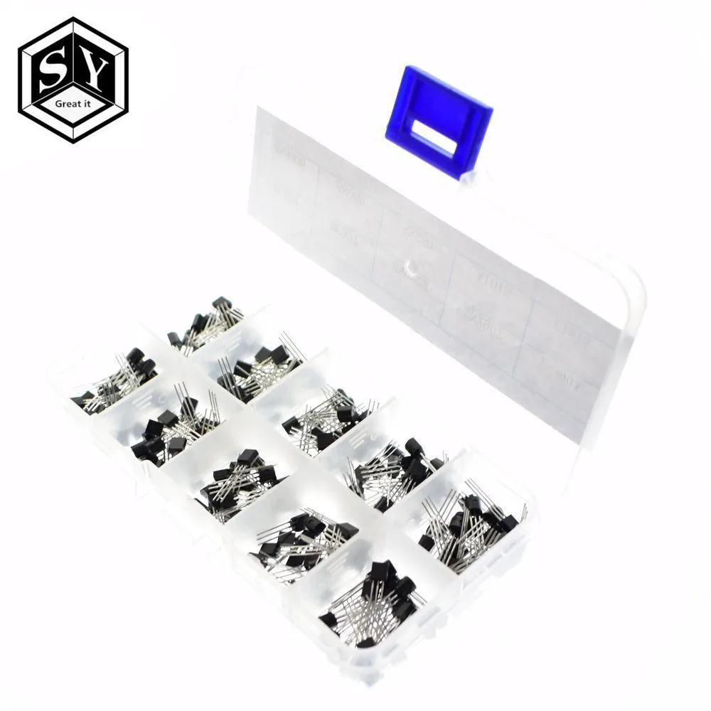 

BC337 BC327 2N2222 2N2907 2N3904 2N3906 S8050 S8550 A1015 C1815 Transistor Assortment Kit 10value 200PCS,Transistors Box Pack