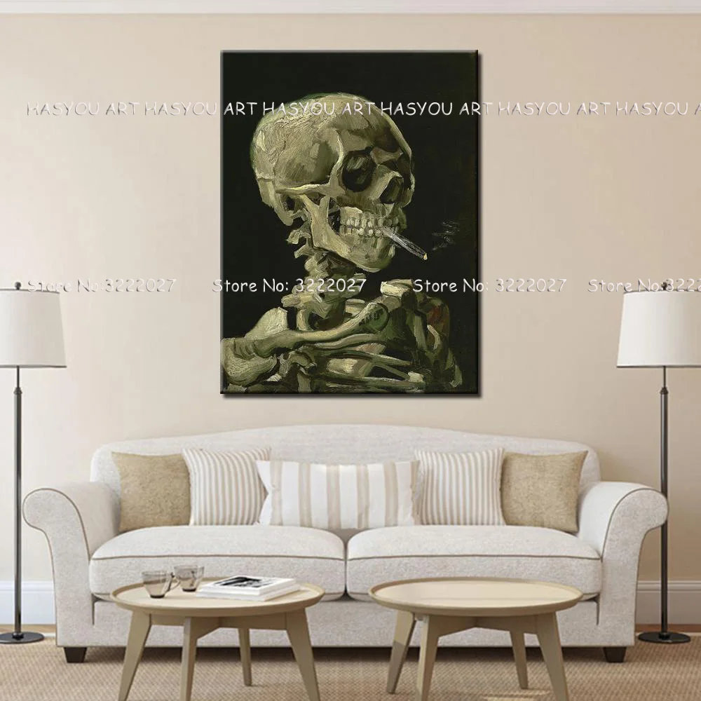 Hand-Made-Reproduction-Skull-With-Burning-Cigarette-By-Vincent-Van-Gogh-Abstract-Oil-Painting-On-Canvas (1)