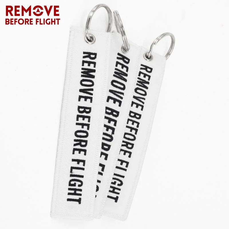 Remove Before Flight Key Fob Key Chain llaveros Important Things Tag White Embroidery Key Fobs OEM Key Jewelry Aviation Gifts Chaveiro1