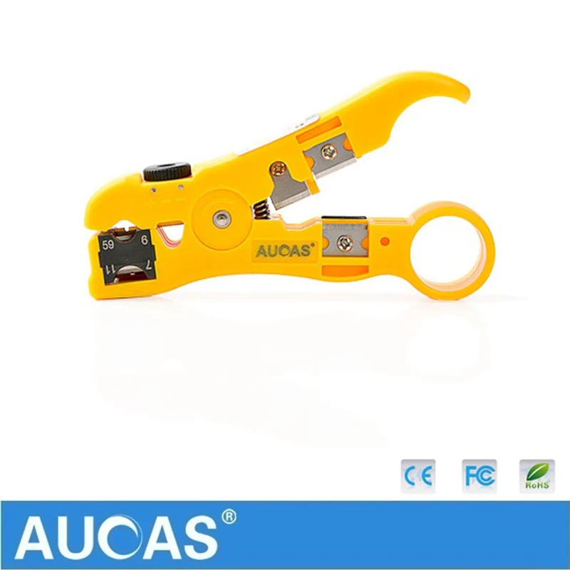 Universal Network Cable Wire Cutter Stripper Coaxial Cable RG59/6/7/11 Cat5e Cat6 Round & Flat Cable Cutting Stripping Tool