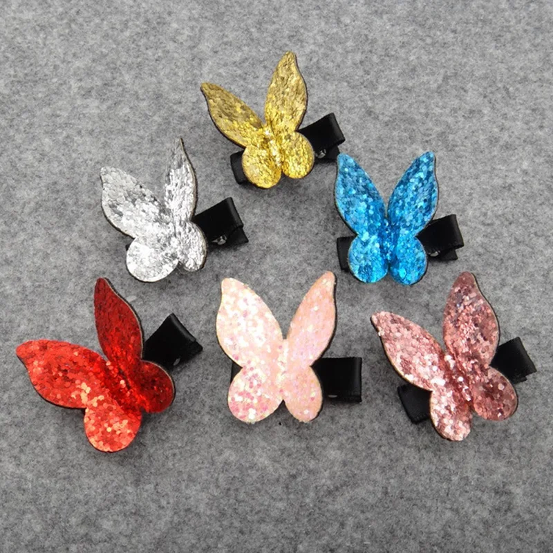 12 Twinkle Hair Accessories Children Glitter Butterfly Hair Clips Girls