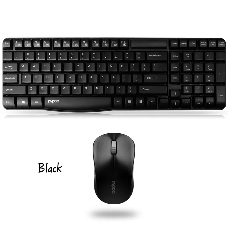 Оригинальная беспроводная клавиатура и мышь Rapoo X1800S с водонепроницаемой клавиатурой для компьютера, домашнего офиса, ПК, ноутбука, настольного компьютера - Цвет: wireless black