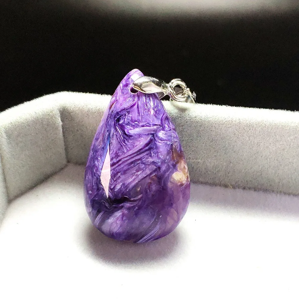 

Genuine Natural Purple Charoite Women Pendant Russian Charoite 30x19x8mm Gemstone Healing Stone Necklace Drop Shipping AAAAA